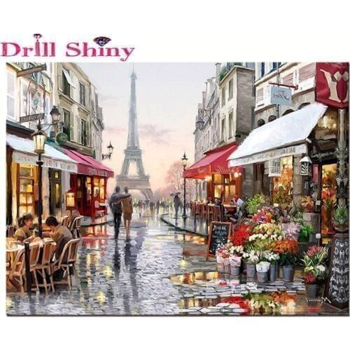 Full 3D diy diamond painting Paris city street Cross Stitch landscape sweet lover kits Diamond Embroidery mosaic scenery decor