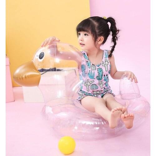 Transparent Inflatable Ring Mattress Swim Tube Glitter Raft Round Swimming Rings For Summer Water Mattress Kids Pool Toys Duck