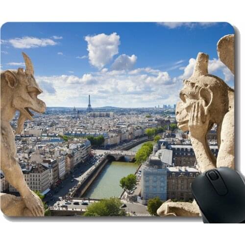 Rectangle Mouse Pad,Gargoyle Paris Notre Dame Relentless Rubber Mousepad Stitched Edges