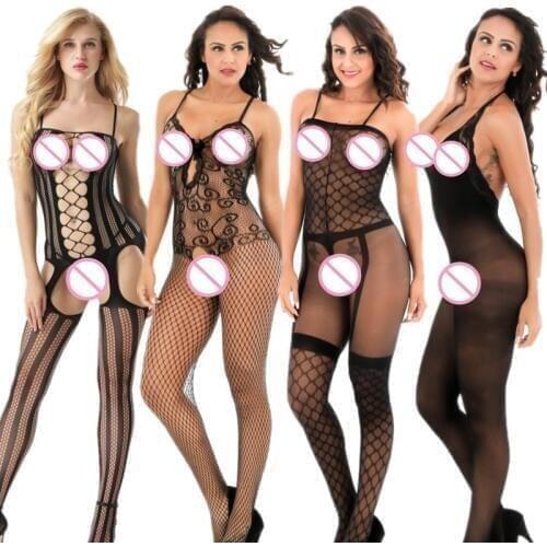 Sexy fishnet lingerie Open Crotch Bodystocking Sexy bodysuit Erotic Lingerie Teddies Crotchless body suits sleepwear Tights