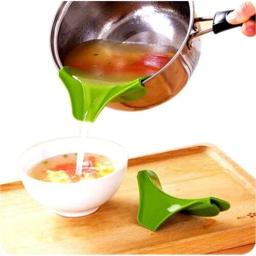 HOMETREE 1Pcs Silicone Liquid Liquid Soup Hopper Kitchen Gadgets Spill Resistant Edge Diverter Cookware Kitchen Funnel Tool H832