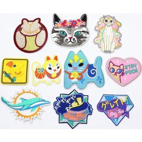 Cute Lucky Cat Patches for Clothes Embroidery Patches Iron on Child Kids DIY Appliques Clothes Jeans Stickers Badges Patch