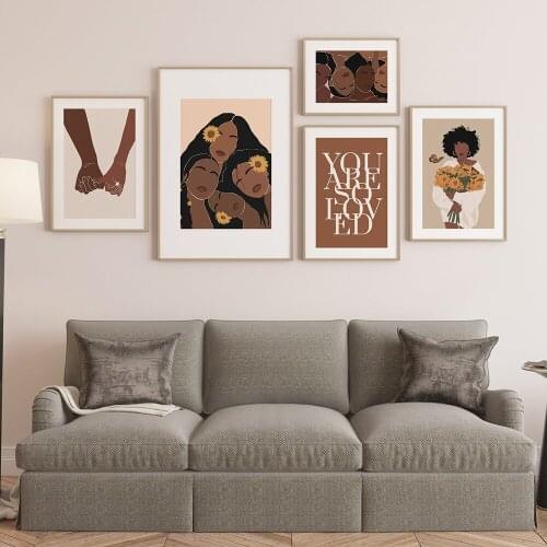 Africa Boho Queen Black Woman Nordic Poster And Print Wall Hand Art Abstract Canvas Painting Print Wall Pictures For Living Room