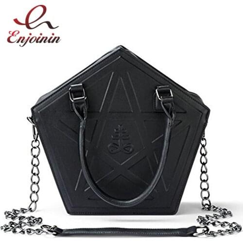 Pentagram Punk Darkness Gothic Shoulder Bag Womens Purses and Handbag Girls Black Crossbody Bag 2021 Chain Bag High Quality