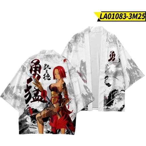 Traditional Harajuku Streetwear Samurai Cardigan Costume Yukata Vintage Japanese StyleCouple Women Men Kimono Haori Pants Set