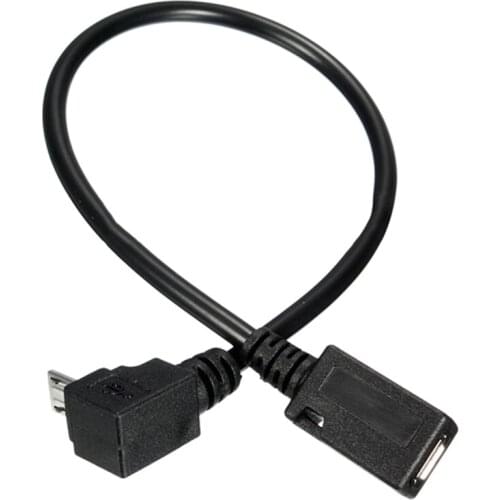 Micro-USB 5 Pin Male To Female Down Direction 90 Degree Angle Extension Cable Adapter