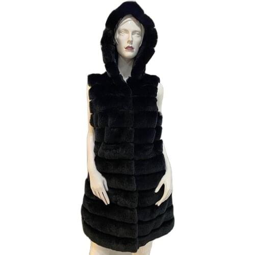 High Quality Real Rex Rabbit Fur Vest Winter Real Fur Gilets Winter Warm Fashion Waistcoat Plus Size Custom