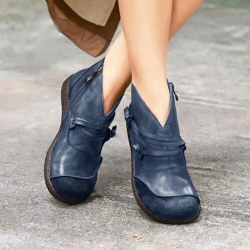 2020 Women Boots Snow Boots PU Ankle Spring Flat Shoes Woman Short Brown Botas with Fur 2020 Female Lace Up Botas Mujer