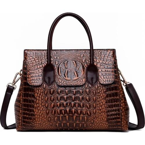 Women Crocodile Leather Handbags Women Alligator Luxury Handbags Women Bags Designer Crossbody Bag Female Elegant Retro Tote Bag