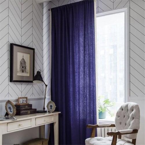1.5M Width Gray Purple Lace Kitchen Living Room Curtains Cotton Linen Semi-shading Bay Window Curtain Home Decoration