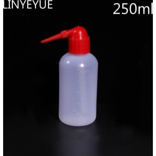 10pcs/lot 250ml Clear Plastic Blow Washing bottle with red cap,Tattoo Wash Squeezy Laboratory Measuring Bottle