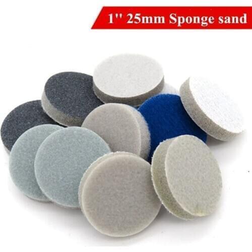 20pcs 1 Inch(25mm) Sponge-Backed Hook&Loop Waterproof Sanding Discs Round Sanding Sponge for Dremel Tools Polishing Accessories