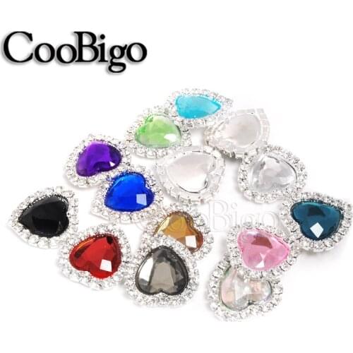 20 Pcs 15 mm Colorful Imitation Heart Diamond Flower Type Flatback Decoration Crafts Rhinestones Beads Embellishments