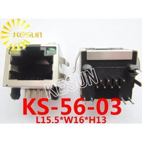 FREE SHIPPING 20PCS x RJ45 56 with LED Shielded 8P8C 8Pin Metal PCB Right Angle Modular Female Network Socket LAN Connector