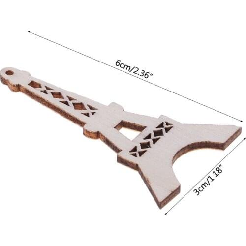 25pcs Cut Wood Embellishment Wooden Eiffel tower Shape Craft Wedding Deco E56C
