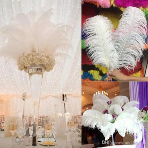 50pcs/lot 6-26 inch Ostrich Feather White Plume Wedding Party table Centerpiece Desktop Decoration Plush Christmas Decor