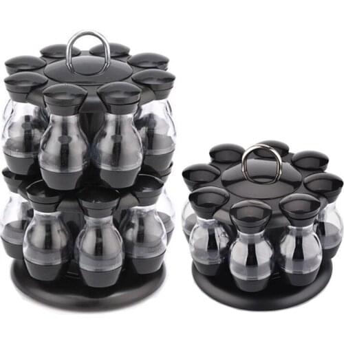 8Pcs Condiment Set 360 Rotating Spice Jar Rack Kitchen Cruet Condiment Bottle Coffee Sugar Seal Jar Container Rack