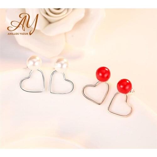 Anillos Yuzuk Heart Stud Earrings 925 Sterling Silver Heart Earrings For Women Korean Earings Fashion Jewelry Drop Shipping