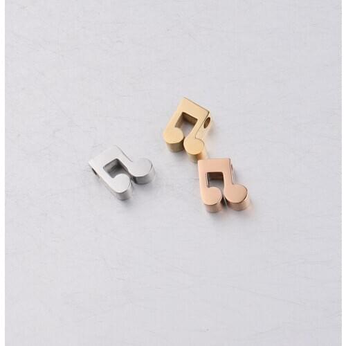 100% Stainless Steel Music Note Beads Charms Rosegold/Gold/Silver Color Metal Music Note Bead Mirror Polished Wwholesale 30pcs