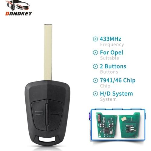 Dandkey For Opel Vauxhall Corsa D 2007-2012 Astra H 2004-2009 Zafira B 2005 - 2013 Remote Car Key Fob 434Mhz ID46 PCF7941Chip