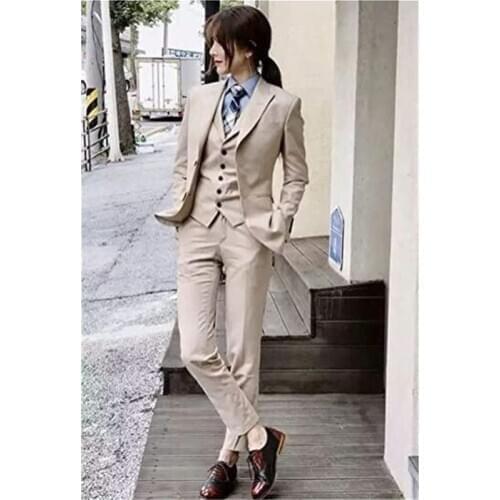 3 Pcs Office Lady Formal Suit New Fashion Women Solid Color Button Long Sleeve Trousers Ladies Business Casual Suit Outfits