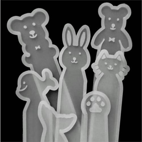 DIY Large Kawaii Mermaid Fish Tail Bookmark Silicone Mold Rabbit Cat Claw Bear Ruler Stationary Decor Epoxy Resin Jewelry Craft