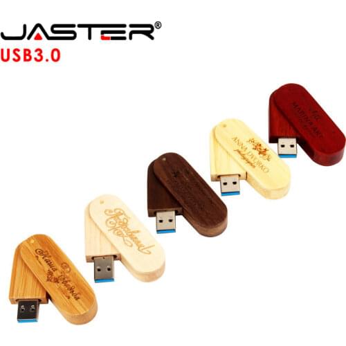 JASTER USB 3.0 rotatable Wooden USB Flash Drive Pendrive Memory Stick pen drive 4GB 16GB 32GB 64GB usb creativo free custom logo