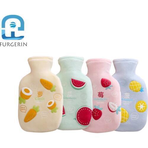 FURGERIN Mini Hot Water Bottle Cover fruit pattern hot water bag plush cute Soft Hand Warmer Warm Hands feet warmer hot pack