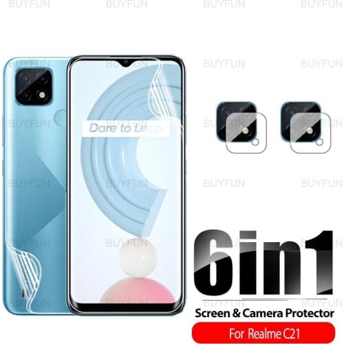 6in1 Hydrogel Film For Realme C21 6.5inch HD Front Back Safety Soft Film On For realme realmi 8 7 pro 7i c25 c11 2021 Lens Film
