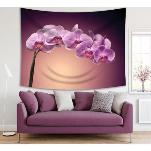 Tapestry Magenta Orchids Purple Lilac Fresh Flowers Bloom Floral Decorative