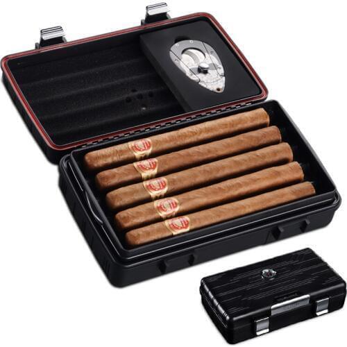 Cigar humidor with portable cigar scissors cigar moisturizing box waterproof humidity set holds 10 cigars CH-3001A