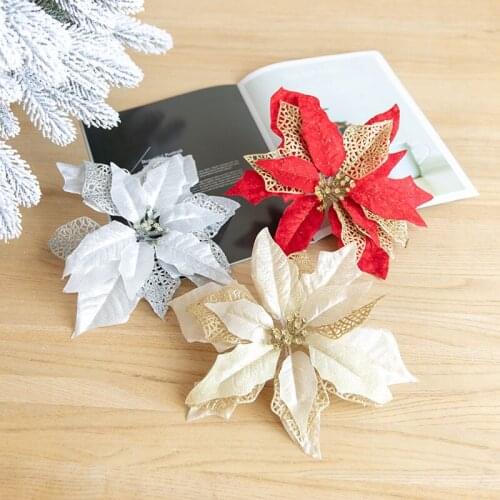 Simulation golden silver red Christmas flower decoration Christmas tree garland rattan decoration accessories