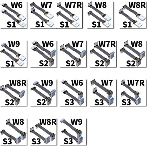 ADT-Link S-W Serial USB 3.0 Type-A to Micro-B Male to Female Ribbon Flat Cable Up/Down Angled Extension Adapter Cable FPC FPV