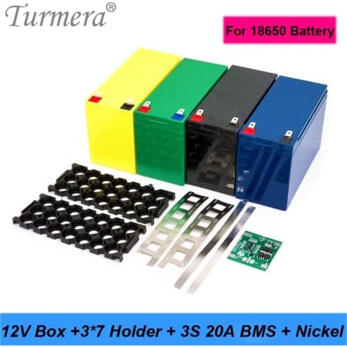 Turmera 12V 7Ah to 25Ah Battery Storage Box 3X7 18650 Holder 3S 20A BMS with Welding Nickel for Motorcycle Replace Lead-Acid Use