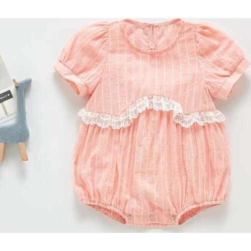 Summer Baby Girls Clothes Newborn Baby Bodysuit Doll Korean Lace Short Sleeves Triangle Jumpsuit Infant One-piece Outfits