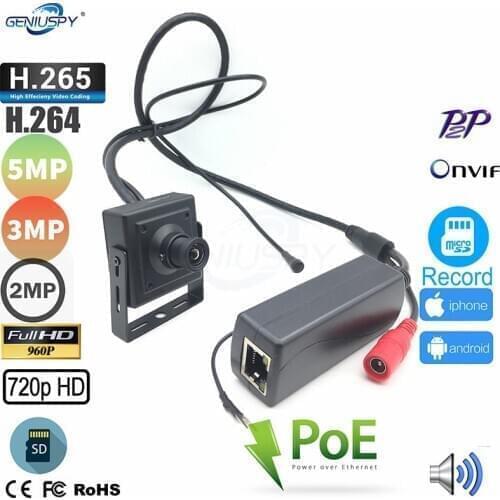Miniature IP camera Onvif Megapixel 720P 960P 1080P 3MP 5MP Security POE Mini CCTV IP Camera SD Card Board Lens P2P Microphone