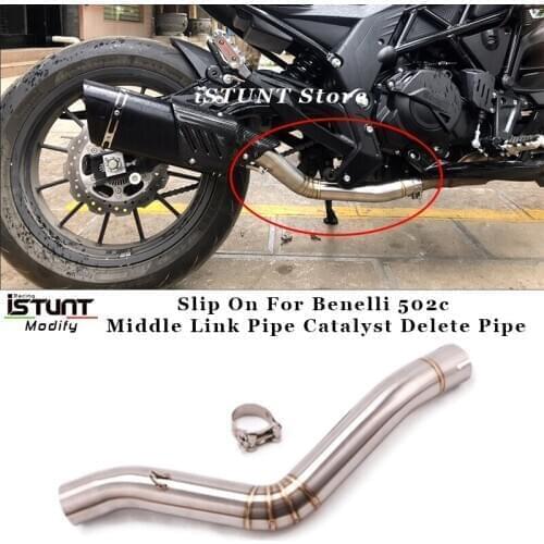 Motorcycle Exhaust Modified Stainless Steel Middle Link Pipe Catalyst Delete Pipe 51MM Caliber For Benelli 502c Slip On