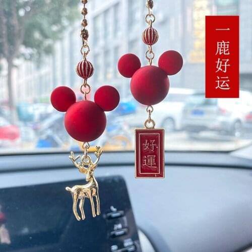 Fashion Car Pendant Diamond Crystal Fur Ball Element Decor Automobile Rearview Mirror Car Hanging Ornaments Accessories