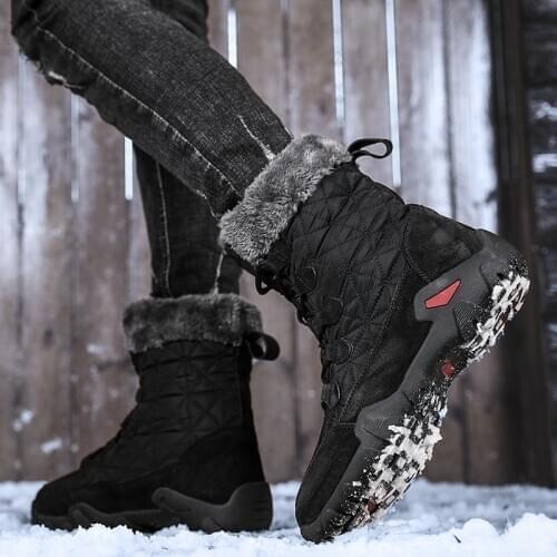 Men Winter Boots Velvet Warm Hiking Shoes Outdoor Waterproof Climbing Trekking Shoes Male Anti-Slip High Top Work Boots Shoes
