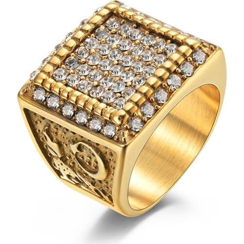 20mm Big head wide face free shipping 2021 domineering European and American style star moon lone wolf mens ring