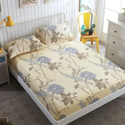 Floral Print Fitted Sheet, Simmons Protective Cover, One-Piece All-Inclusive Sheet, 1.5/1.8/2.0M Bed Dust Cover,Pillowcase