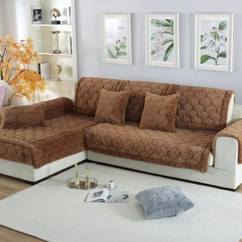 2021 New Thicken Plush Sofa Cover New Soft Sofa Towel Cushion Solid Color Winter Warm Blankets Non-slip Couch Covers Almofadas