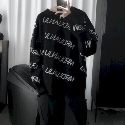 2021 New Spring Winter Mens Sweaters Wild Homemade Dark Letters Thick Round Neck Loose Ins Couple Knit Bottoming Shirt Women