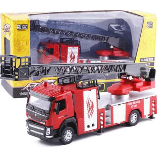 New 1:50 Alloy Ladder Truck Fire Truck Engineering Vehicle Simulation Sound and Light Truck Firetruck Child Educational Toy