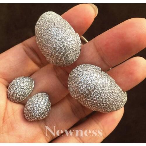 Newness Luxury Geometric Cubic Zircon Racelet Bangle Ring Sets Women Party Wedding Jewelry