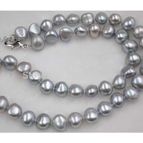 17" genuine cultured freshwater gray pearl necklace
