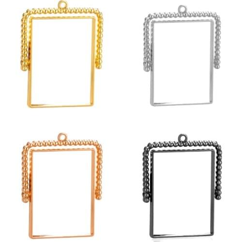 25*35mm 4pcs Zinc Alloy Handmade Rotatable Rectangle Photo Frame Charms Pendants for DIY Pendants Earrings Jewelry Accessories
