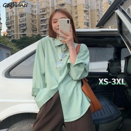 Shirts Women Retro Oversize Basic Tops Plus Size 3XL Spring Female Leisure Loose Simple Turn-down Collar Daily OL Streetwear Hot