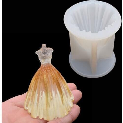Wedding Dress Skirt Silicone Chocolate Fondant Candy Mould Christmas Princess Dress Resin Mold Handmade Cake Baking Tool
