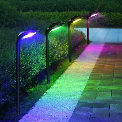 Solar Pathway Lights 4 Pack 12LED 7 Color Changing 9 Modes Waterproof Landscape Lights for Garden Lawn Yard Walkway Driveway